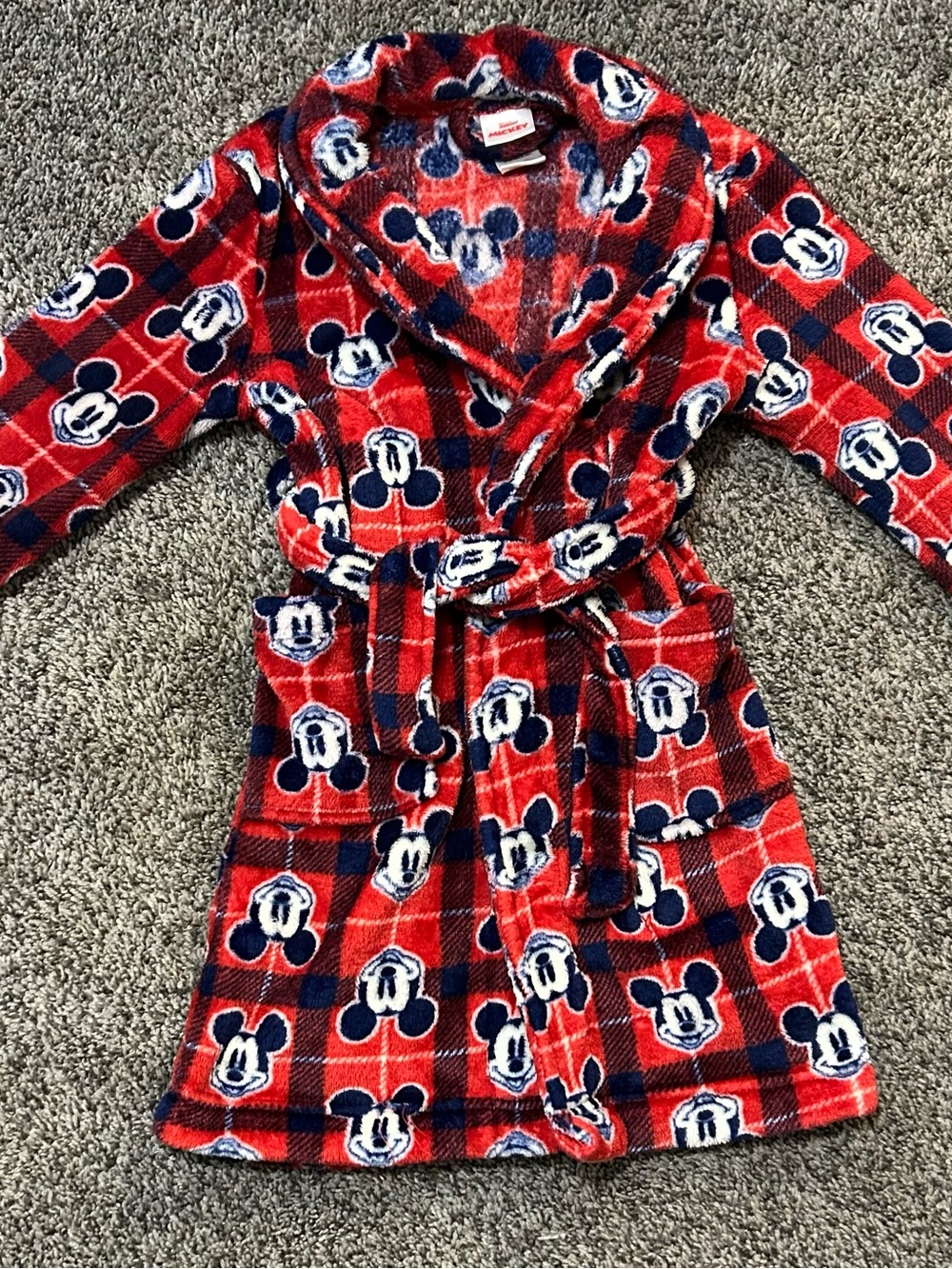 Toddler Boys Disney Jr Mickey Mouse Bathrobe, Plaid, Fleece, Size 5T- #5